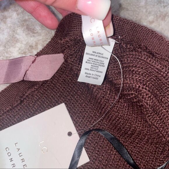 NWT Lauren Conrad LC Plum Open Poncho Criss Cross Back Deep burgundy OSFM - Picture 6 of 6